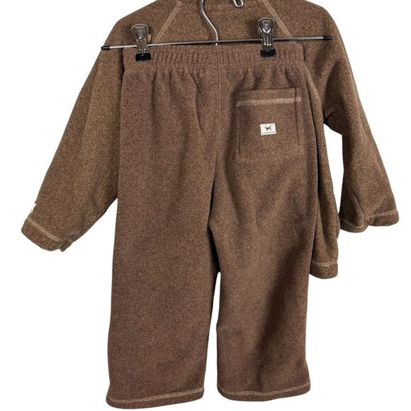 Janie and Jack Cozy Brown Fleece Set Boys 3T Full Zip Jacket and Pants - Picture 3 of 8